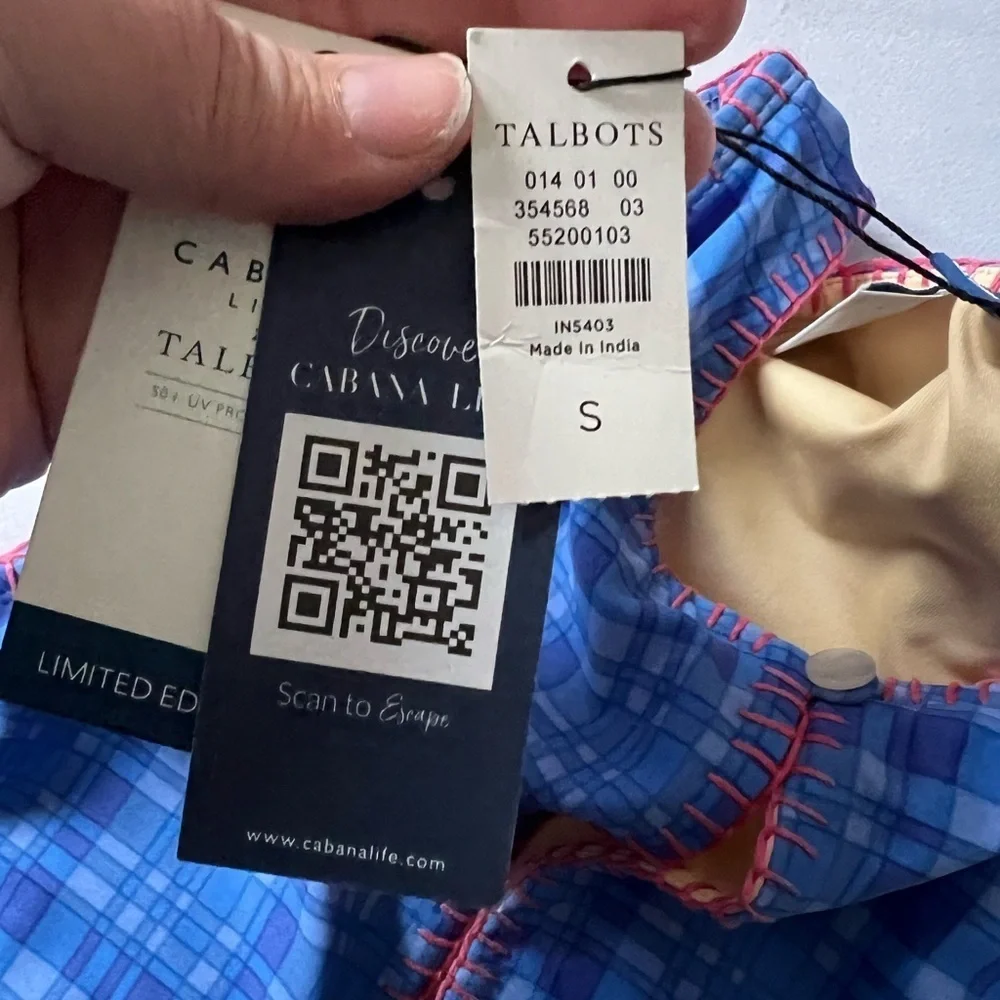 NWT‎ Cabana Life x Talbots high neck one piece plaid swimsuit